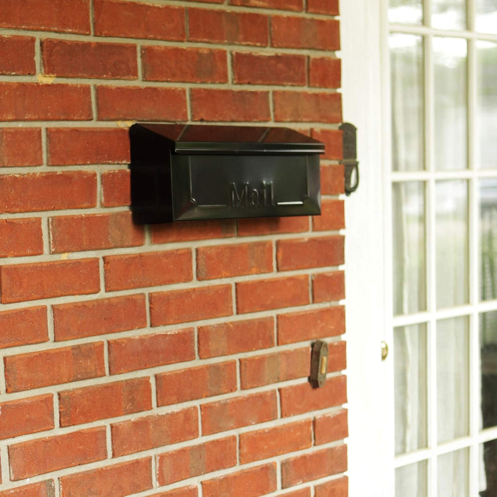 Black Wall-Mount Galvanized Steel Mailbox A888