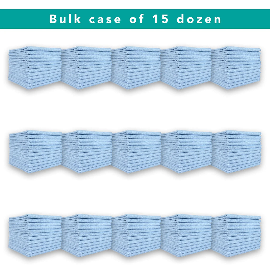 Blue Microfiber Hand Towels, Bulk Case of 180, 15x24 O486753