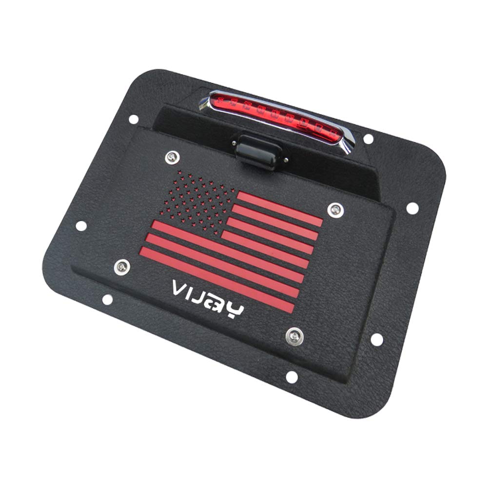 Spare Tire Delete License Plate Relocation Kit with Plate Light and Third Brake Light for Wrangler JK JKU Pack of 2 T94462