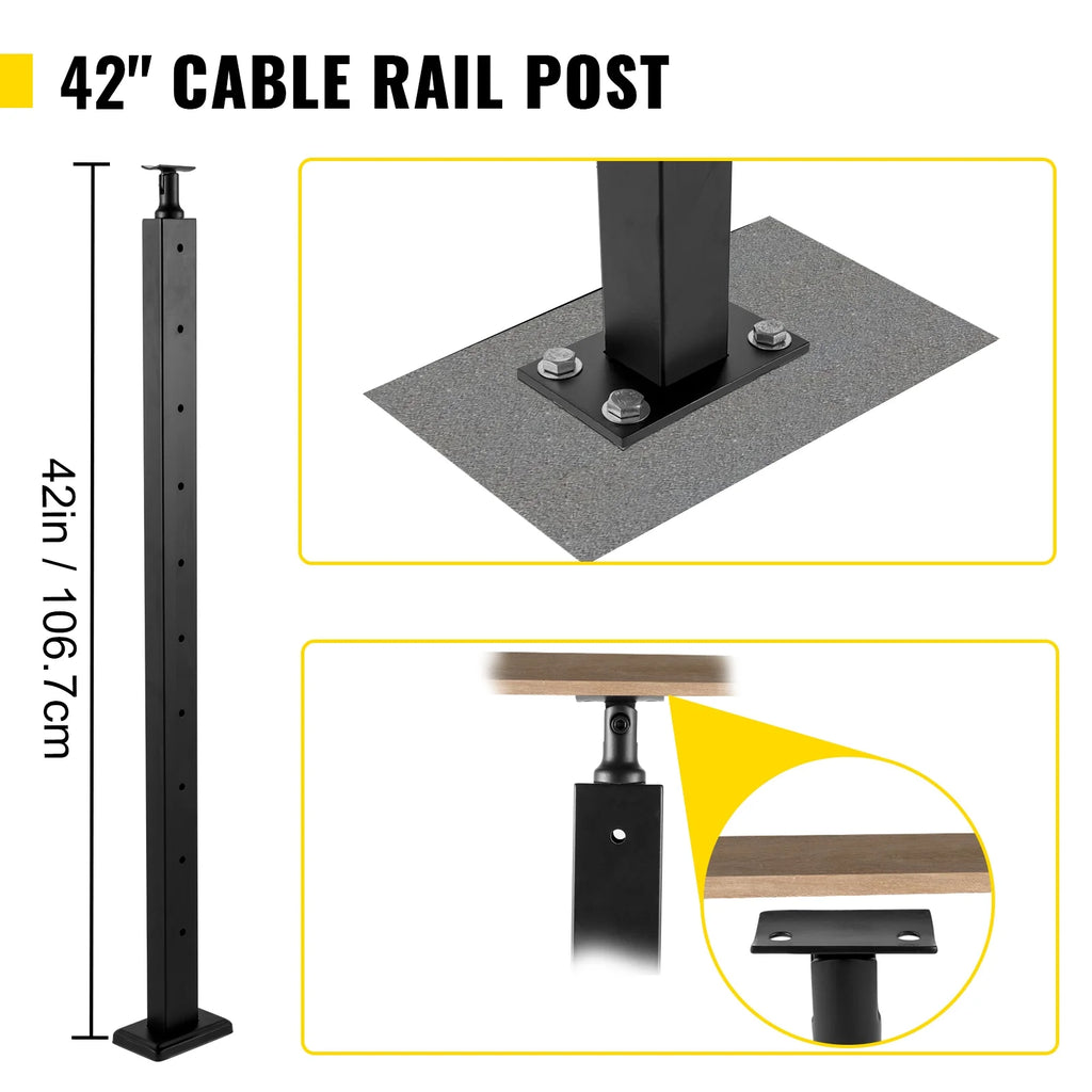 Black Cable Railing Post I2830