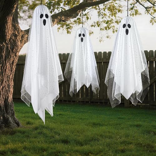 Light-up White Hanging Ghost Decorations P305