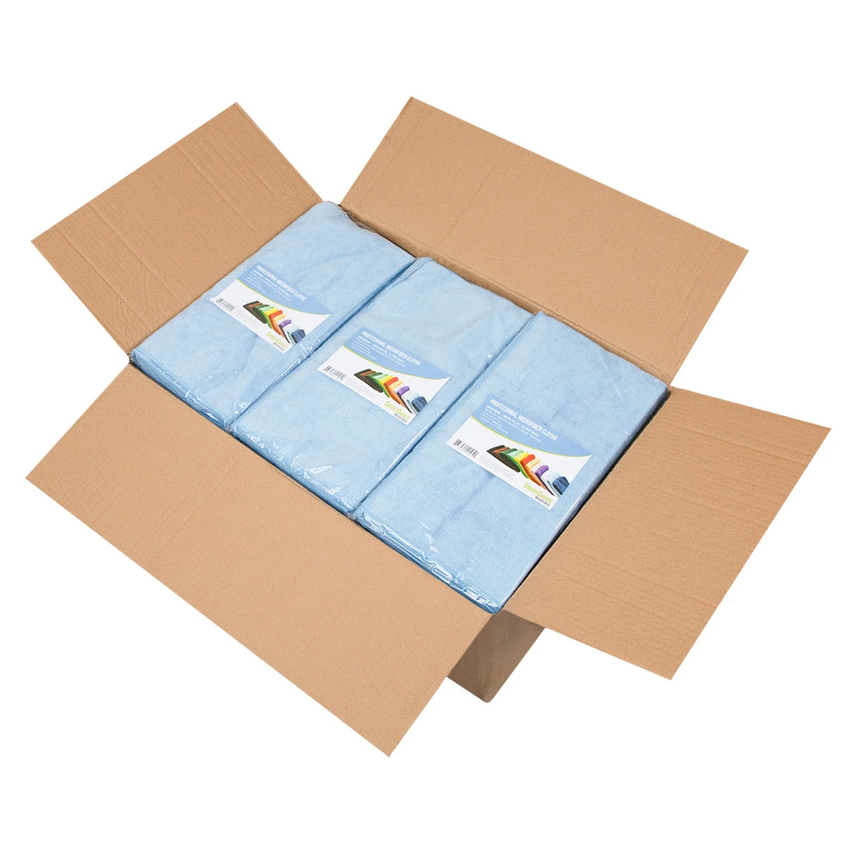 Blue Microfiber Hand Towels, Bulk Case of 180, 15x24 O486753