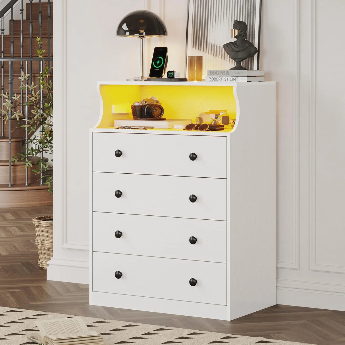 Black 4 Drawer Dresser with Charging Station B62572