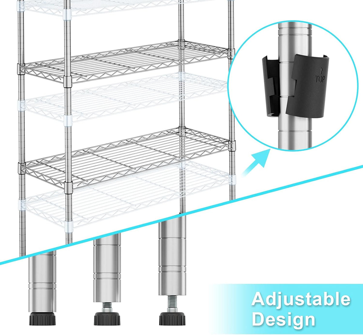 Chrome 5 Tier Rolling Metal Utility Cart Y927942