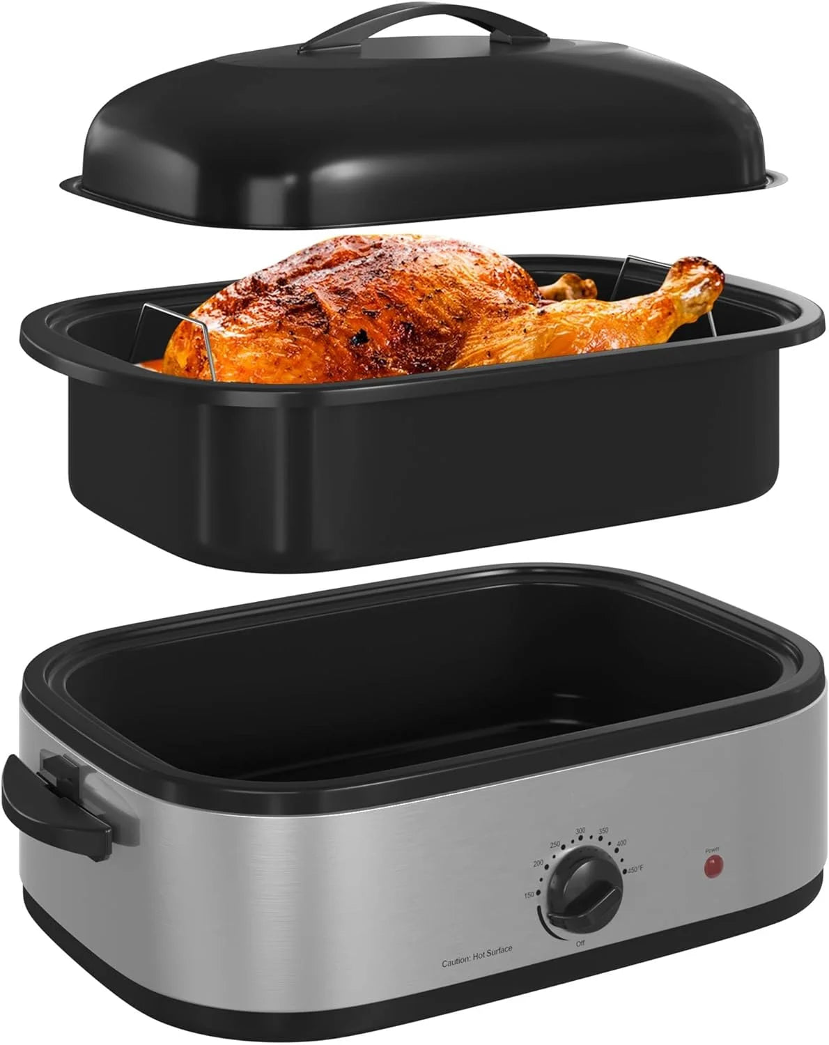 14 Quart Electric Roaster Oven with Self-Basting Lid, Stainless Steel A9117