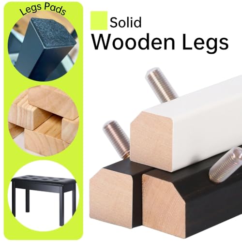 Solid Wood Padded Piano Bench with Storage C885827
