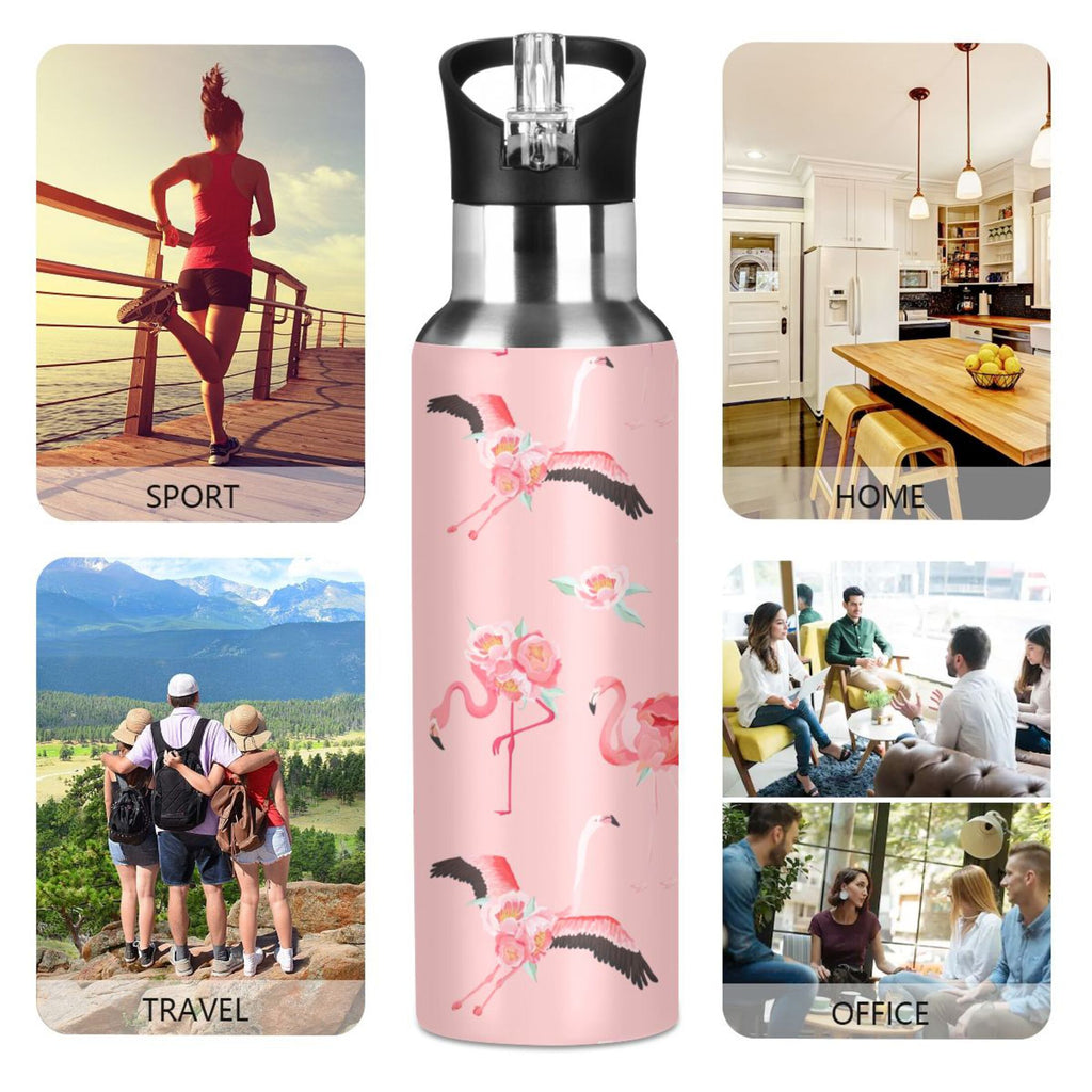 Pink Insulated Stainless Steel Water Bottle with Straw Lid 20 oz K5658