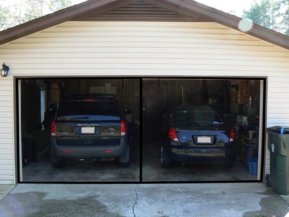 16x7Ft Magnetic Closure Fiberglass Mesh Garage Door Screen D4881