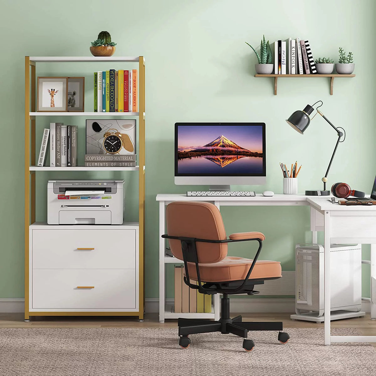 4-Tier Bookshelf with 2 Drawers I8103
