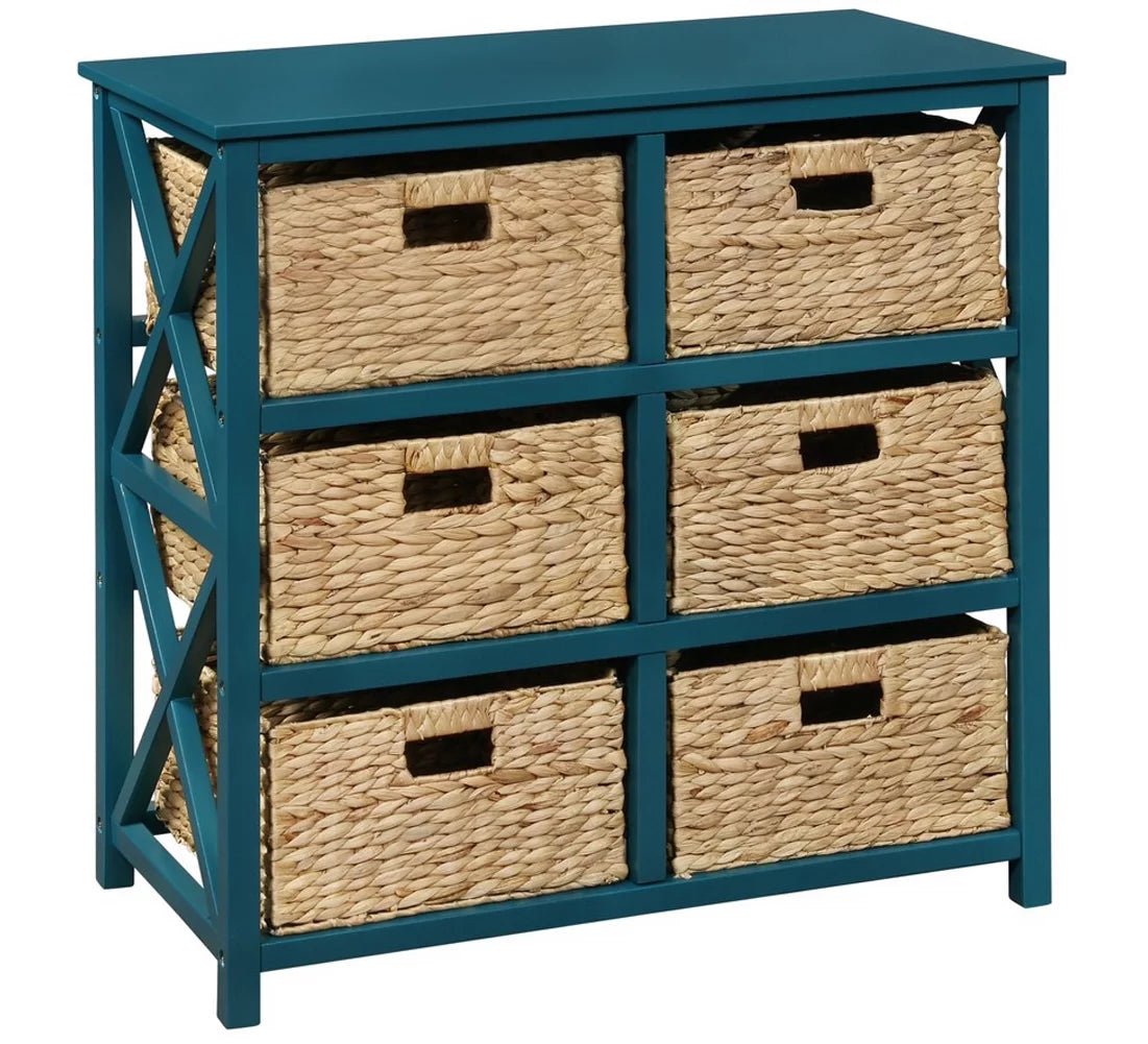 3 Tier Storage Cabinet with 6 Wicker Baskets O145