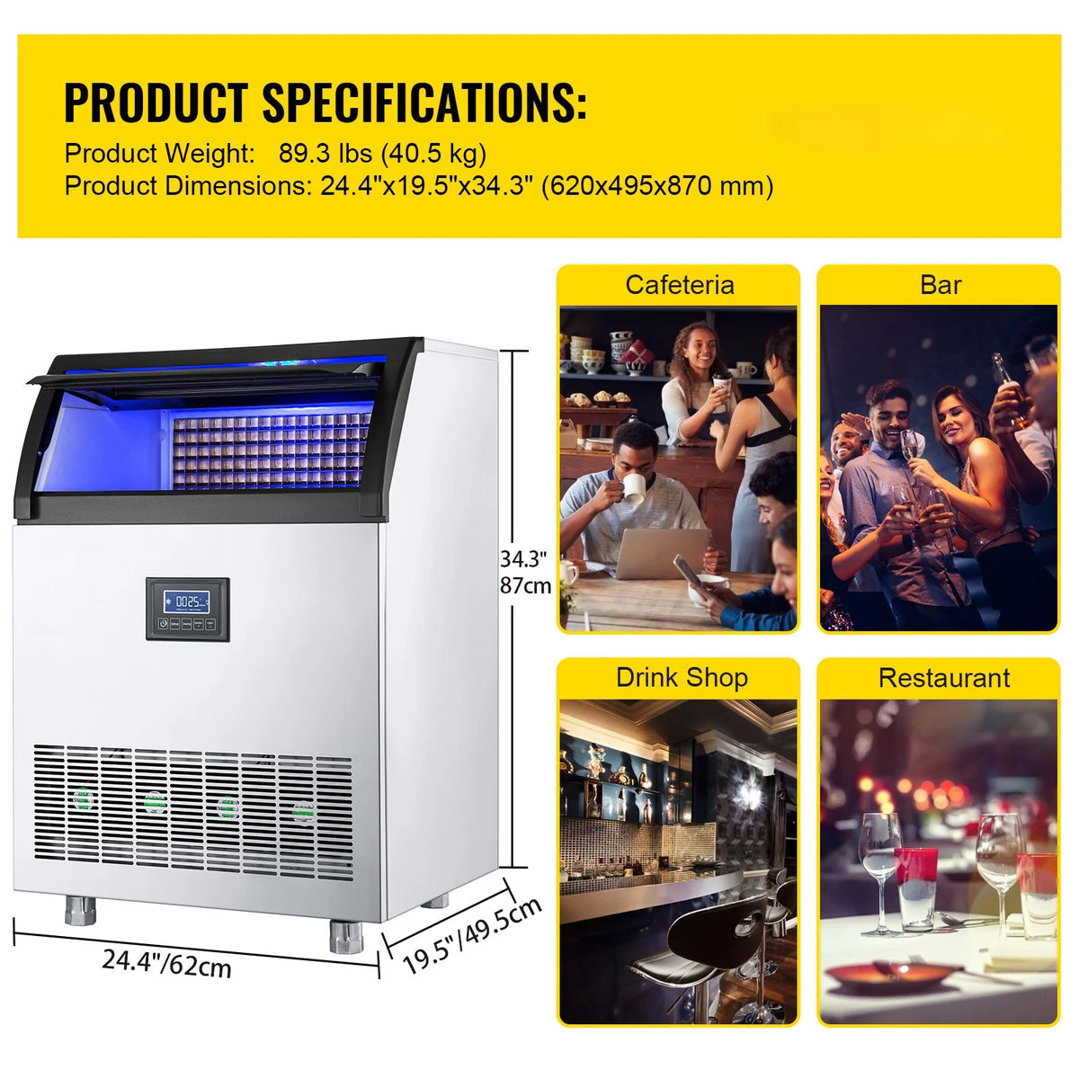 Commercial Ice Maker 200LBS/24H 55LBS Storage E5847