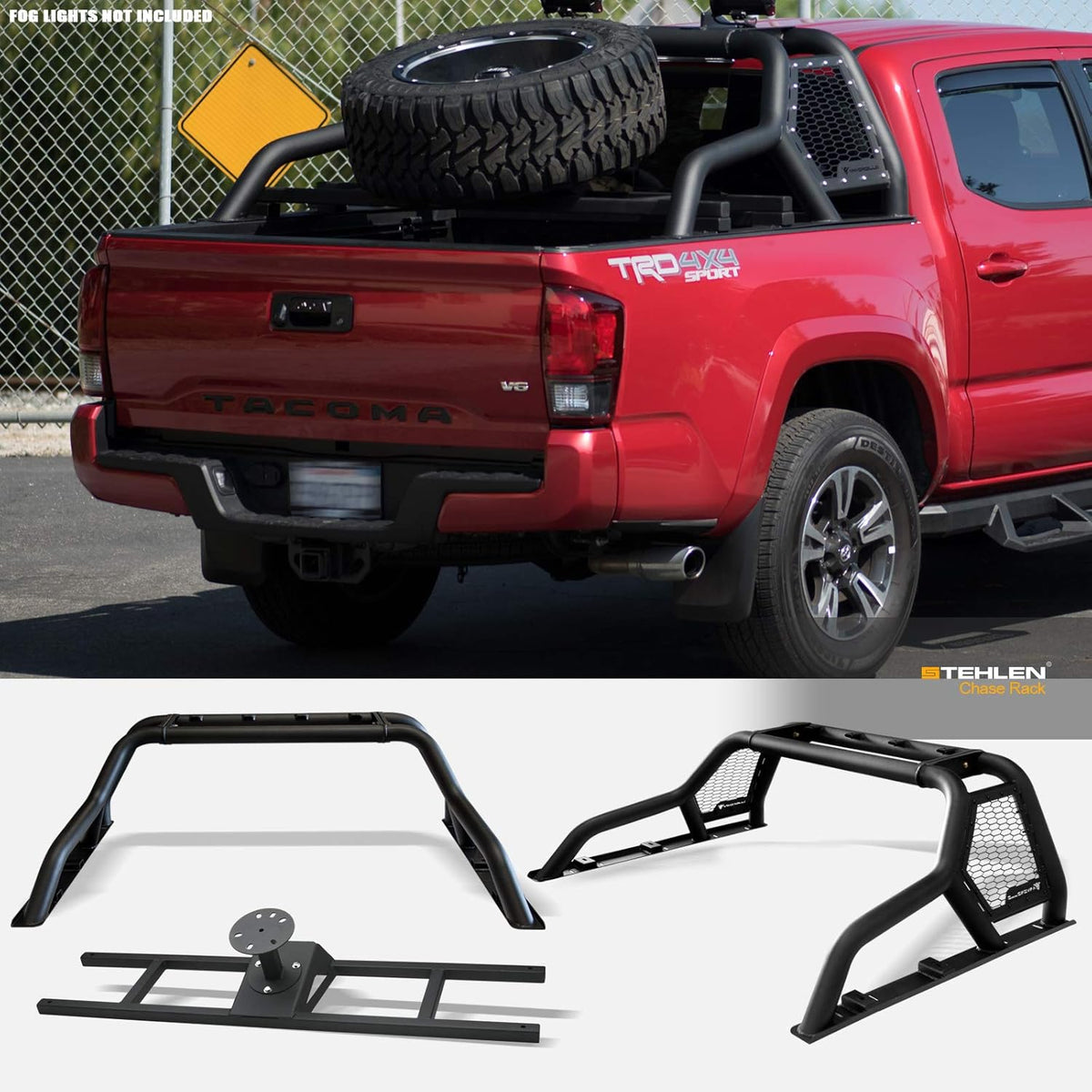Matte Black Truck Bed Roll Bar with Tire Carrier E327