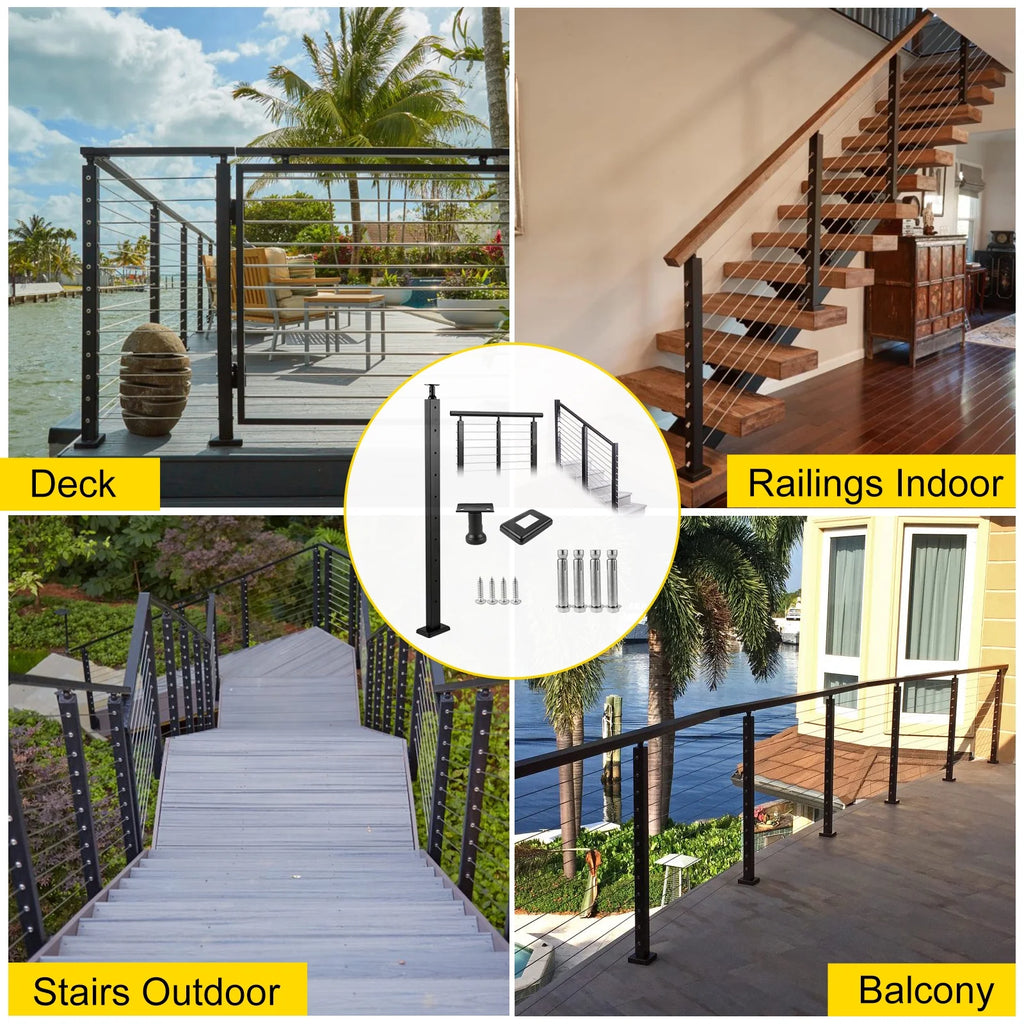 Black Cable Railing Post I2830