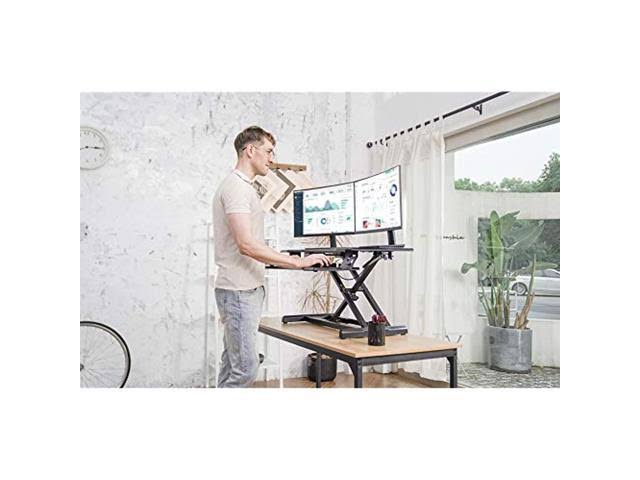 Standing Desk Converter with Height Adjustable Tabletop Workstation Riser Q39971