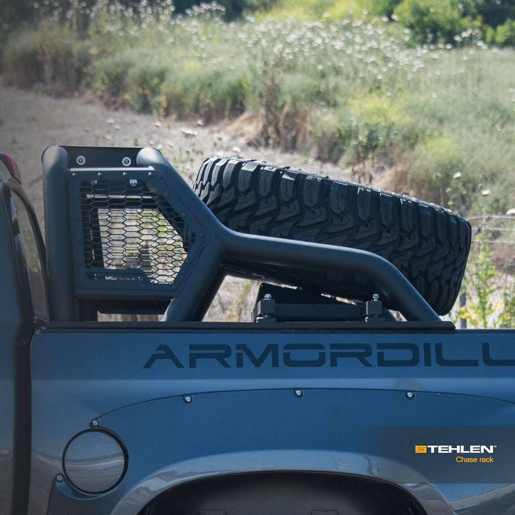 Matte Black Truck Bed Roll Bar with Tire Carrier E327