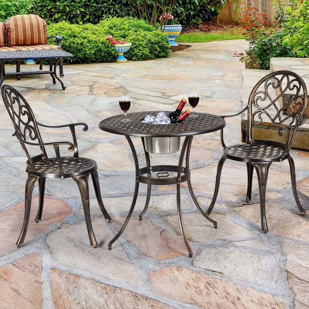 3 Pc Patio Dining Set with Ice Bucket T92343