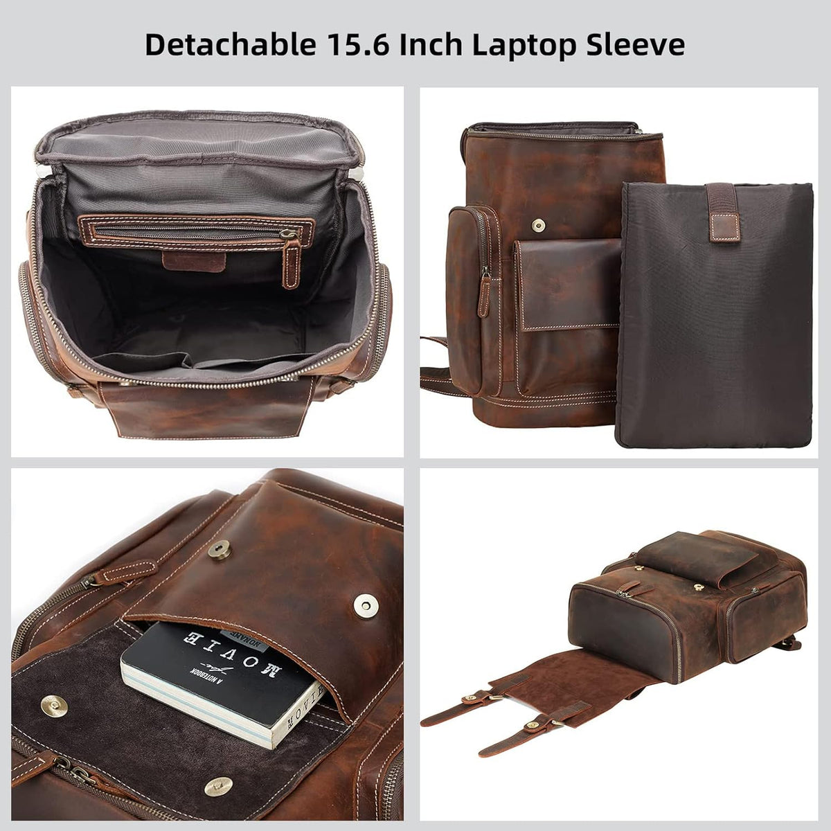 Leather 15.6 inch Laptop Backpack P615