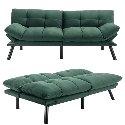 Navy Blue Velvet Convertible Sofa Sleeper W99689