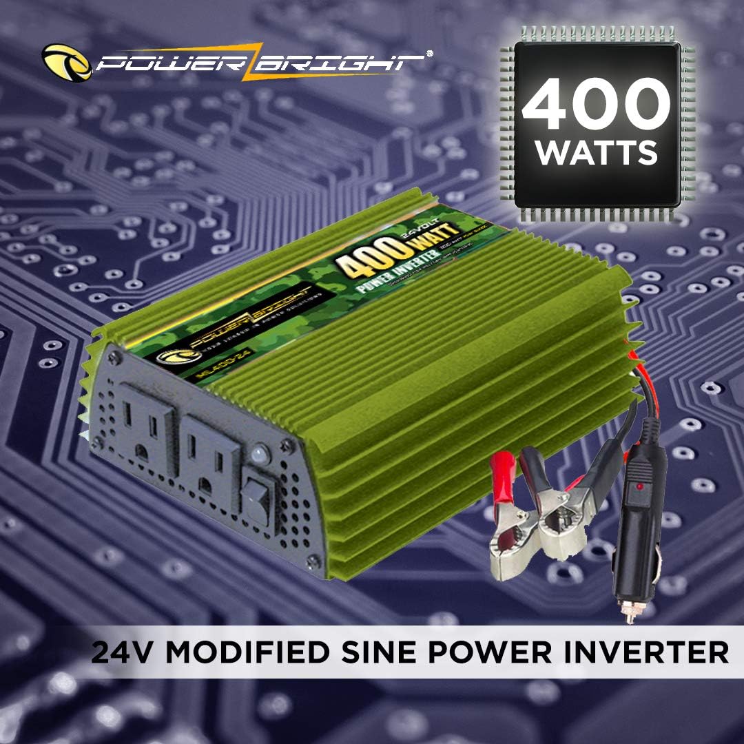 400 Watt 24V Modified Sine Wave Power Inverter with Dual 110V AC Outlets W712