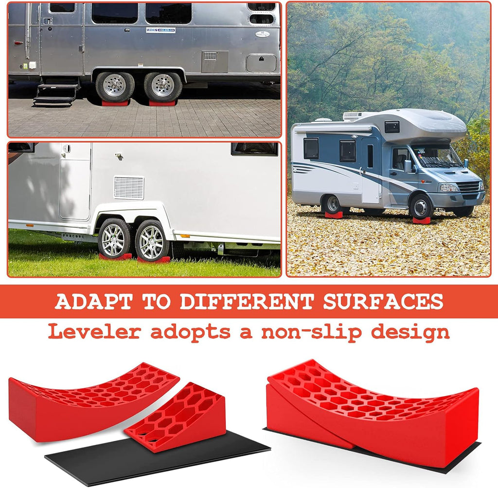 RV Leveling Blocks Kit with Curved Levelers and Chocks I4690