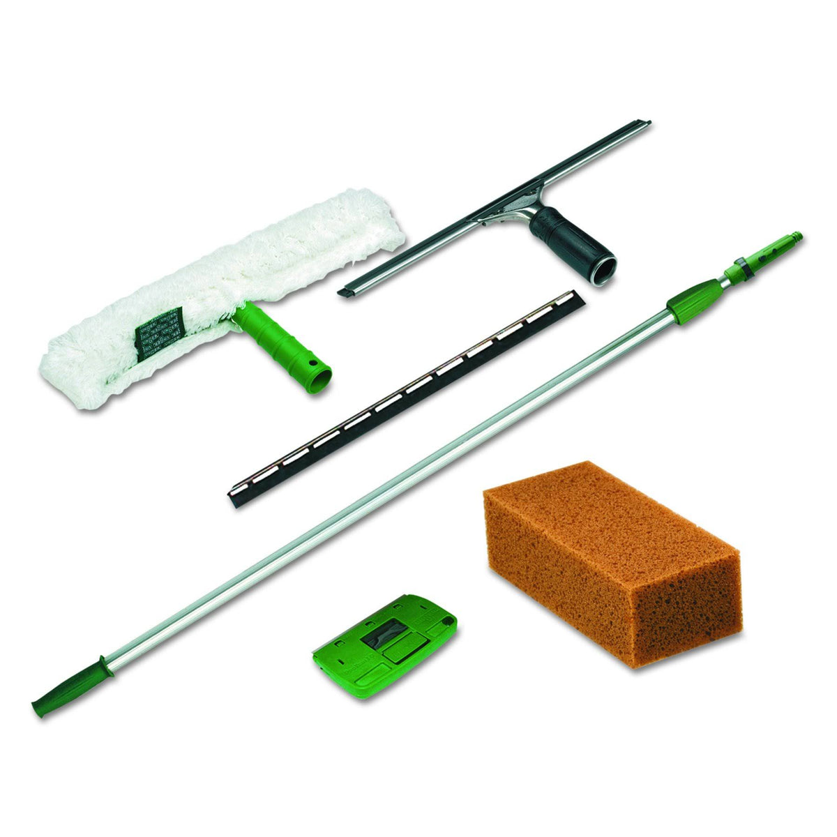 Pro Window Cleaning Kit with 8ft Pole Scrubber Squeegee Scraper Sponge M145