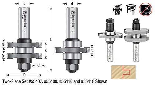 2-pc Carbide Tipped Tongue & Groove 3/8 Kerf x 1-5/8 D x 17/32 CH x 1/2x22 Shank D8740