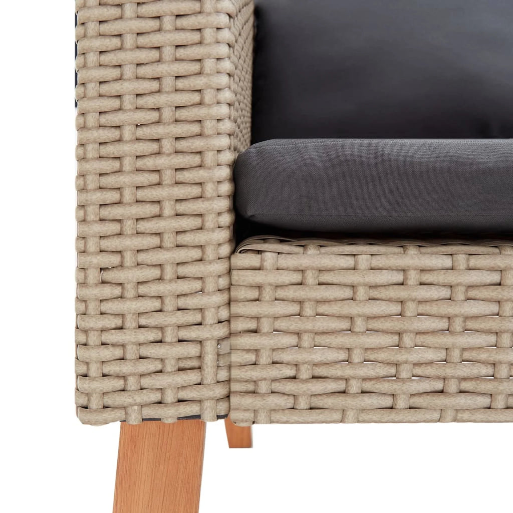 Beige Poly Rattan 2-Seater Patio Sofa with Cushions Q5608