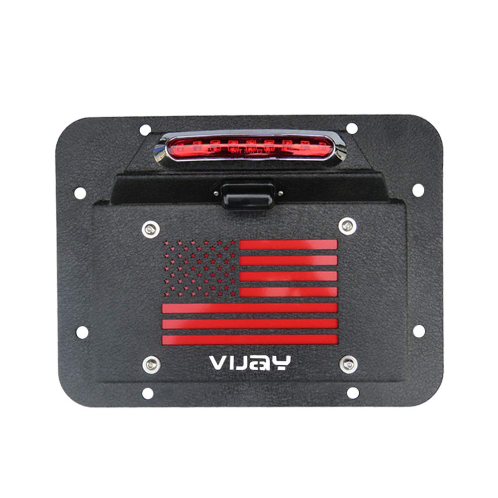 Spare Tire Delete License Plate Relocation Kit with Plate Light and Third Brake Light for Wrangler JK JKU Pack of 2 T94462