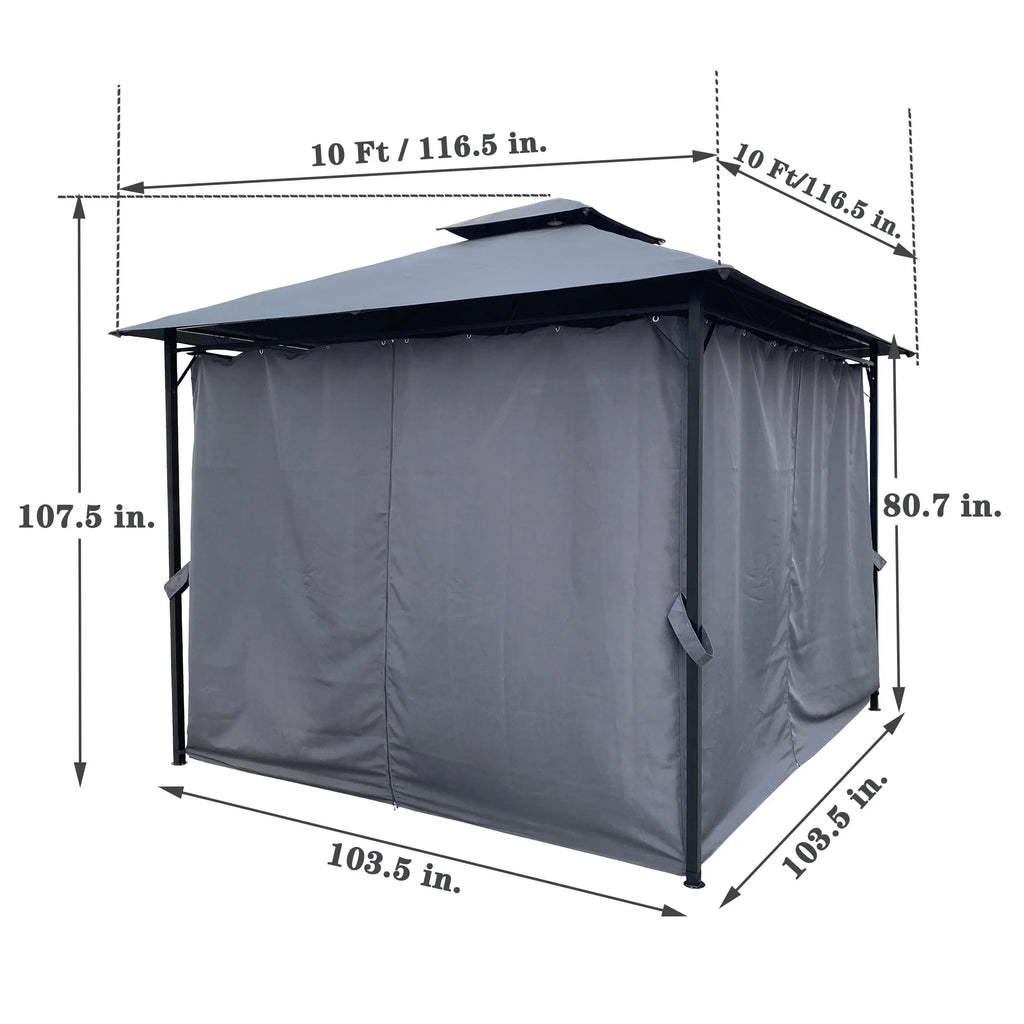 Gray Gazebo Canopy With Curtains Z407964