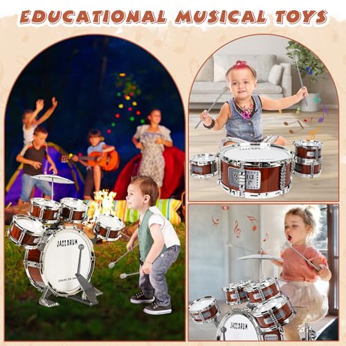 Kids Jazz Drum Set with 5 Drums Percussion Musical Instruments A357