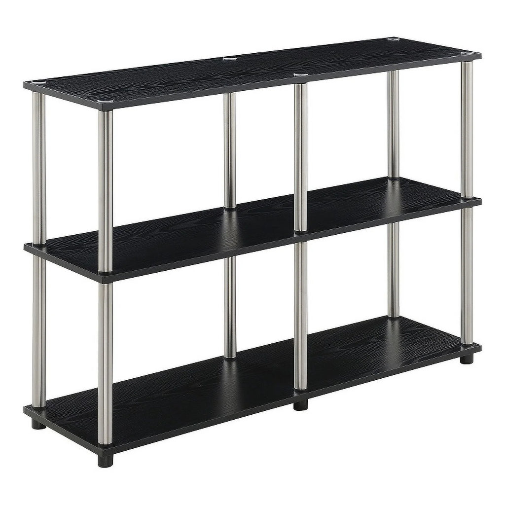 Black Wood Console Table with Shelves B4645