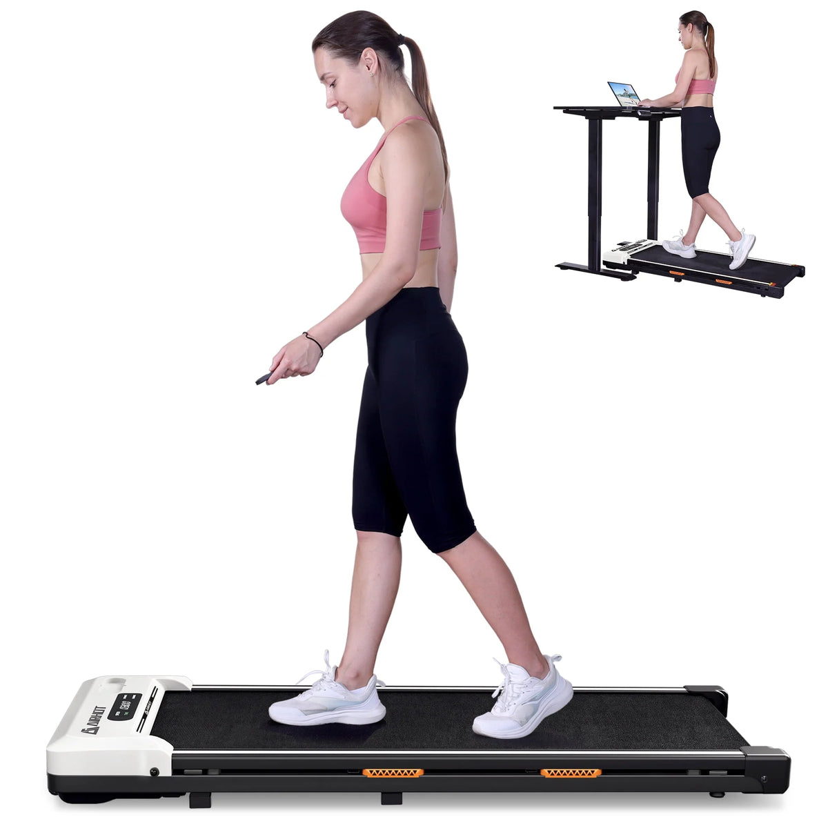 2 in 1 Portable Treadmill with Remote Control Lanyard, Black D242406