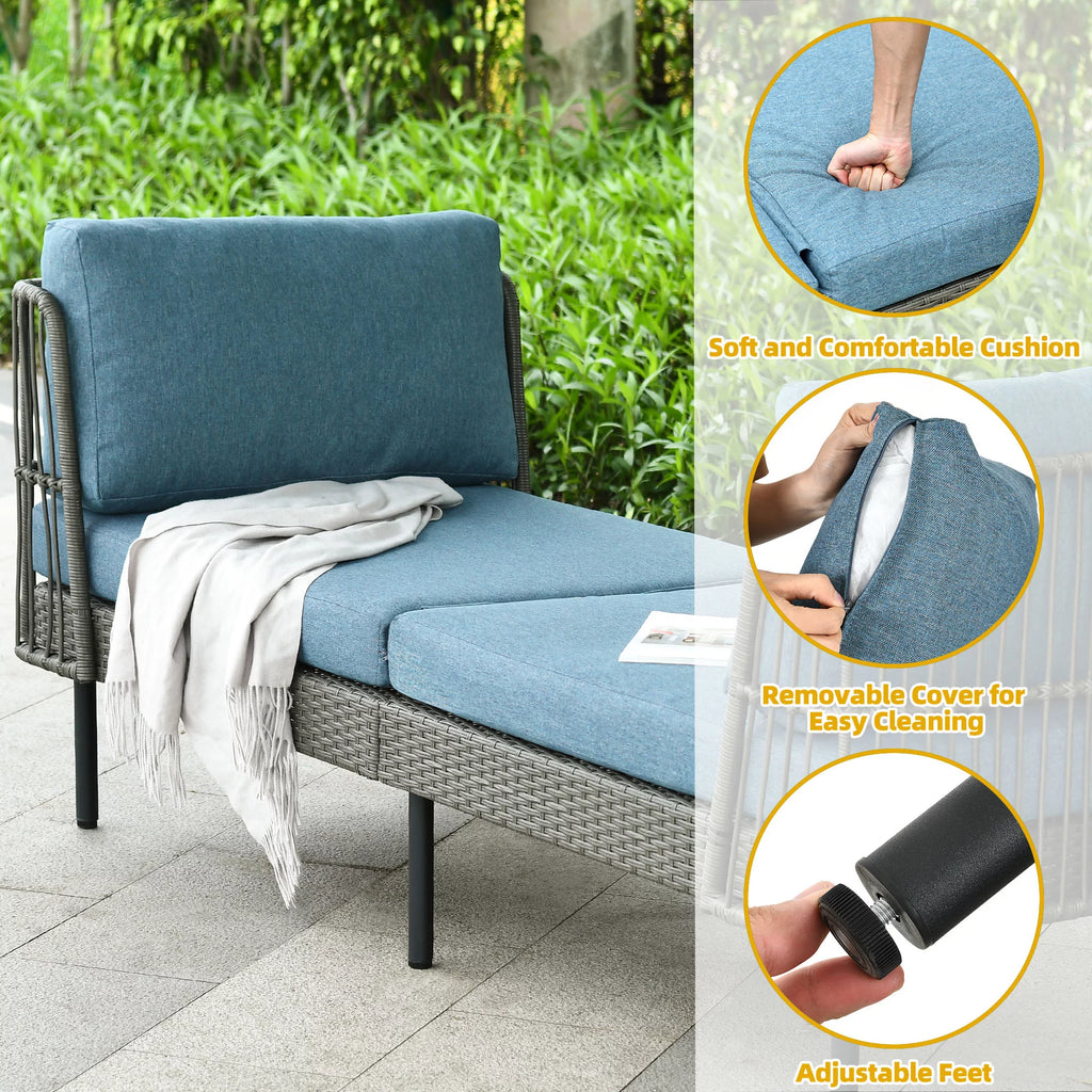 74in Wicker Outdoor Daybed with Cushion O414