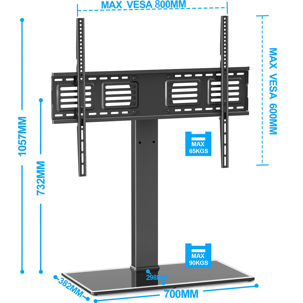 Universal Tabletop TV Stand up to 80 inch Flat Screen TV, Black G9695