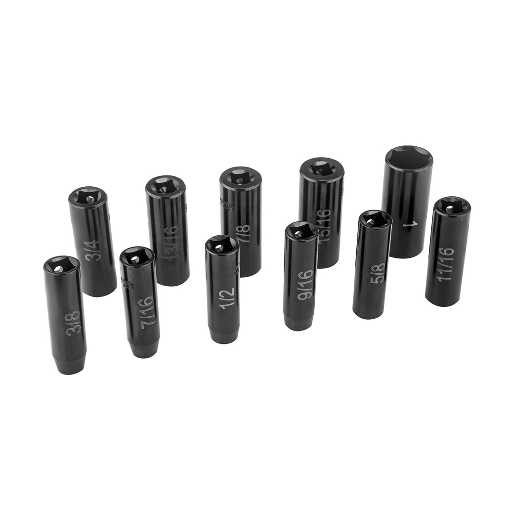 11-Piece 1/2 Drive 6-Point Deep Impact SAE Socket Set E149