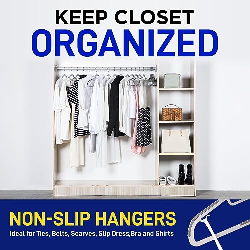 80 Pieces Black Clothes Hanger Set with 360° Swivel Hook and Non-Slip Rubber Design O450589