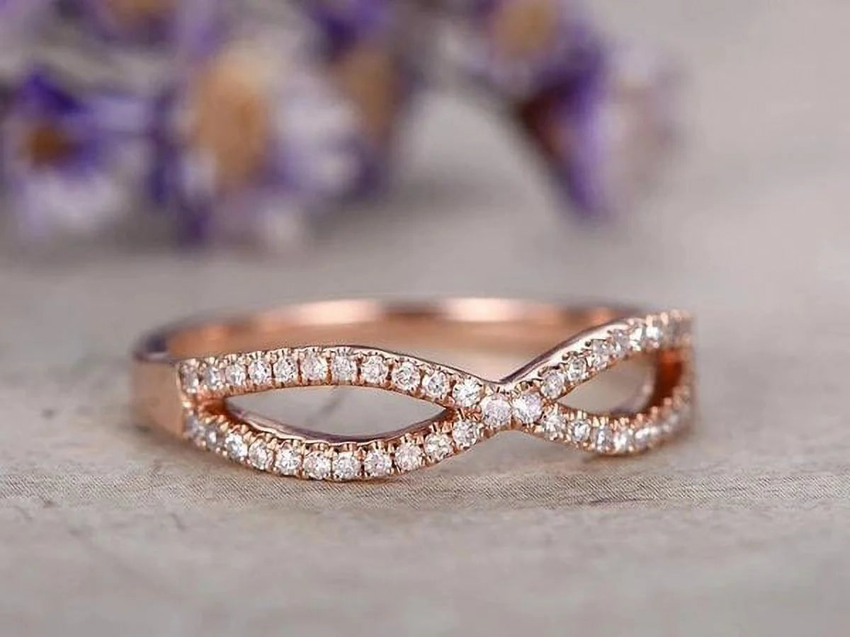 .15 ct Diamond Twisted Stacking Ring in 10K Rose Gold W848096