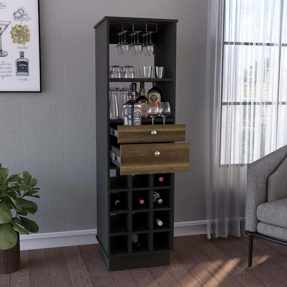 Black & Walnut Bar Cabinet N991