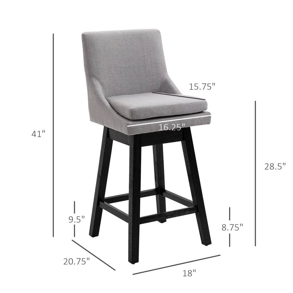 Light Gray Upholstered Swivel Bar Stools Set of 2 P914