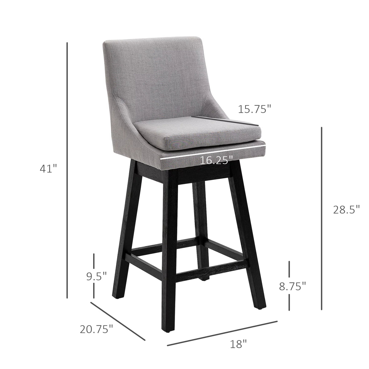 Light Gray Upholstered Swivel Bar Stools Set of 2 P914