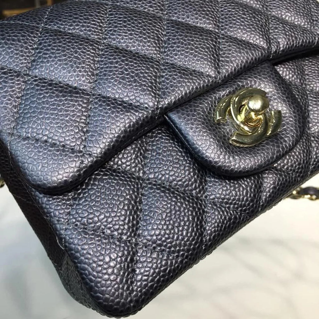 Black Caviar Mini Flap Bag Q750