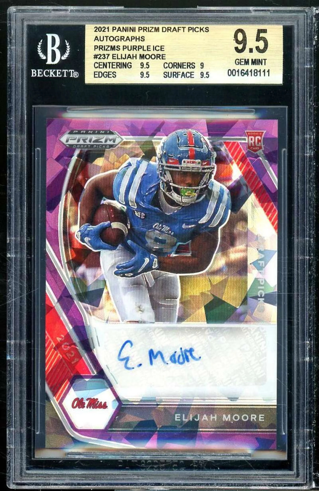 2021 Panini Prizm Autographs Purple Ice #237 Rookie Card T1590