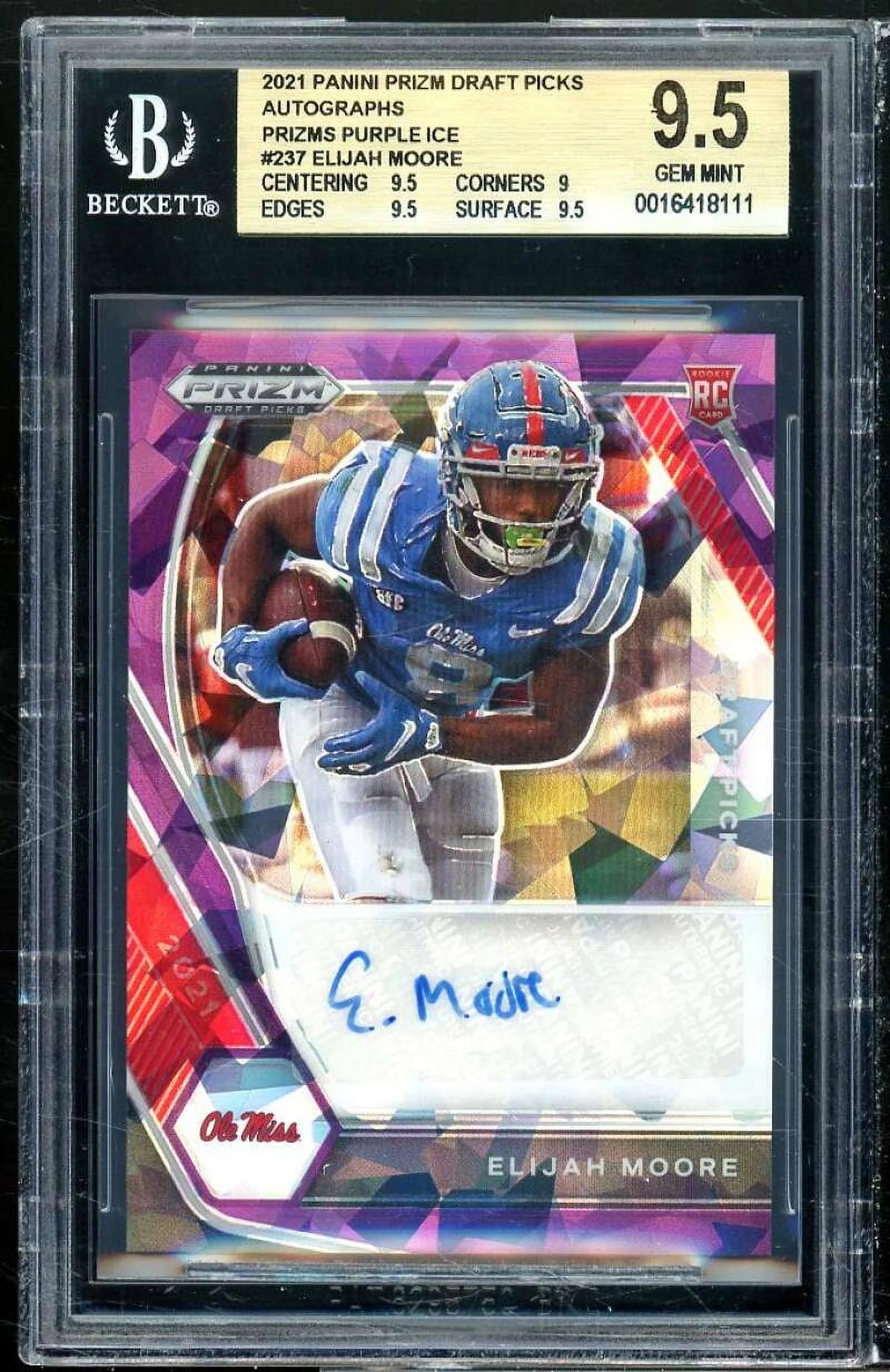2021 Panini Prizm Autographs Purple Ice #237 Rookie Card T1590