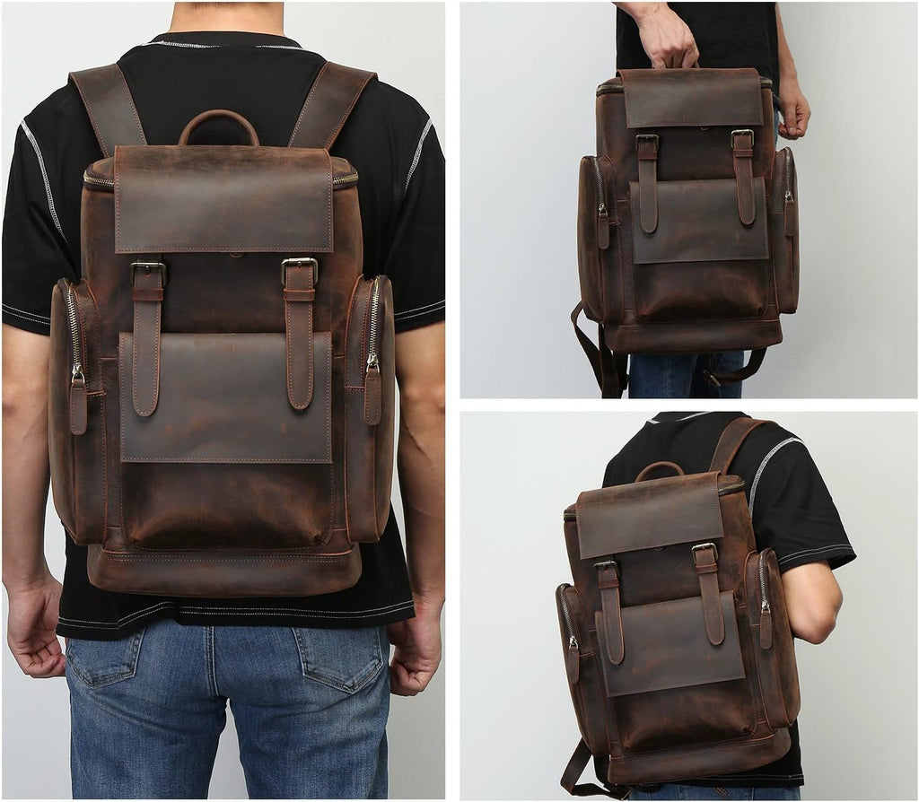 Leather 15.6 inch Laptop Backpack P615