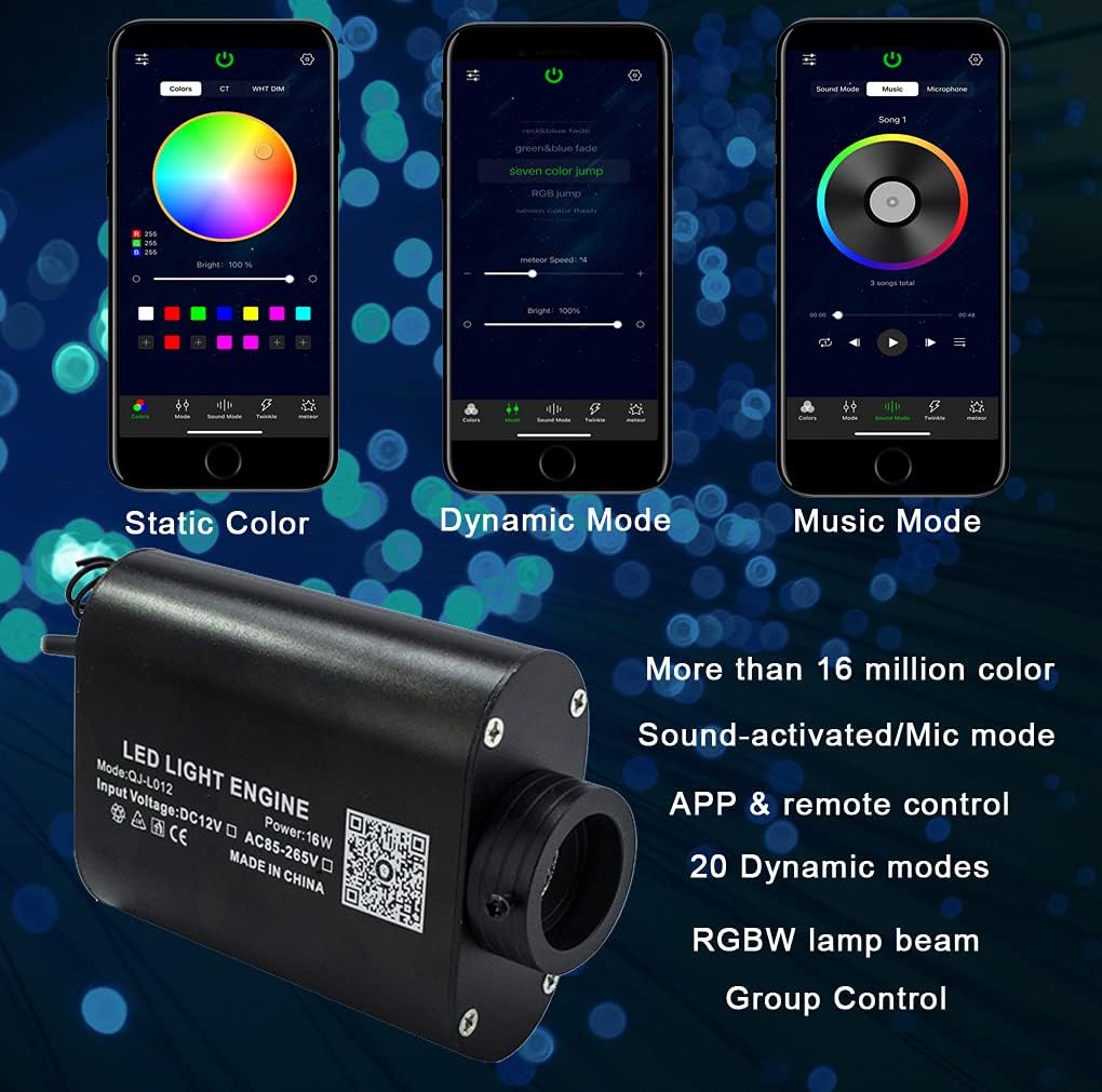 Car Use Bluetooth Fiber Optic Star Ceiling Lighting Kits 335pcs 13.1ft Optical Fibers Sound Activated Z347736