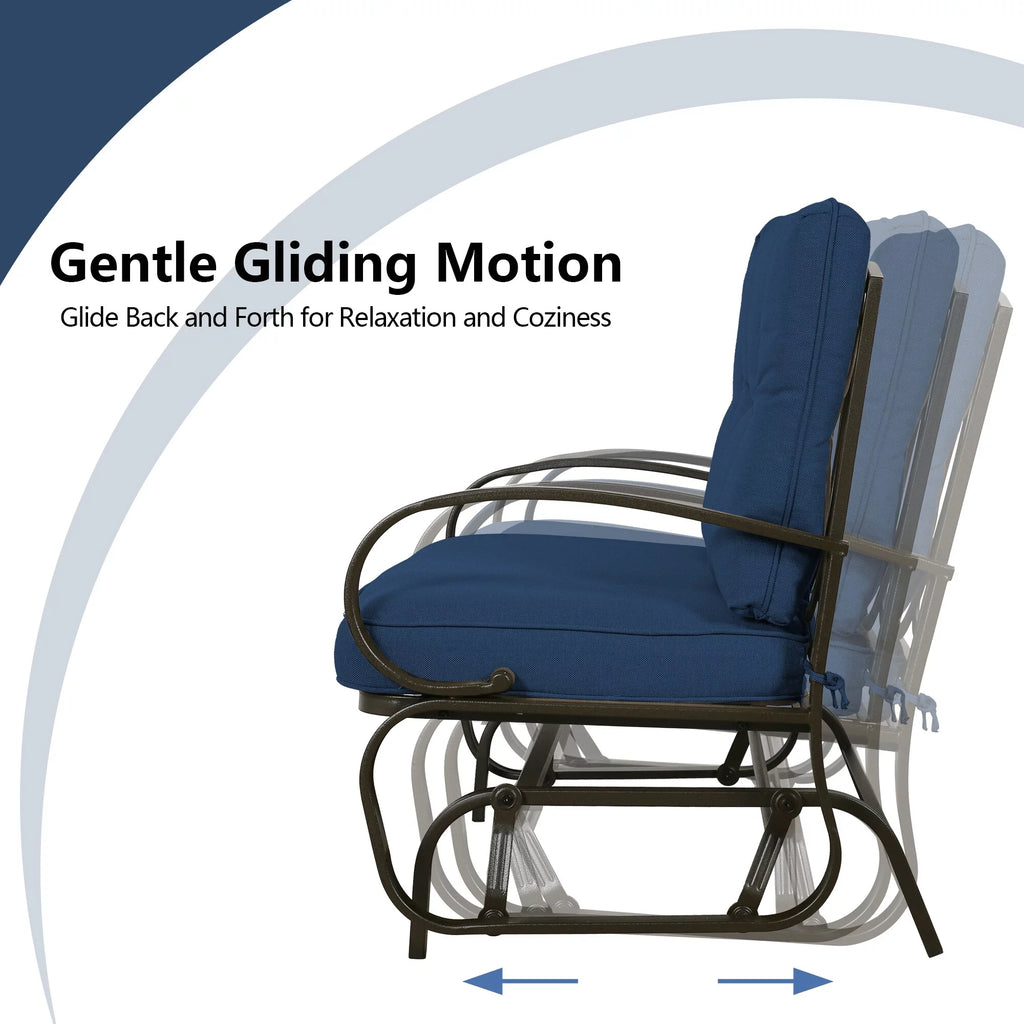 Navy Outdoor Loveseat Patio Swing Glider Bench U57399
