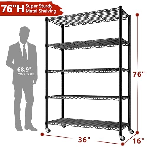 5-Tier Heavy Duty Metal Wire Shelving Y154