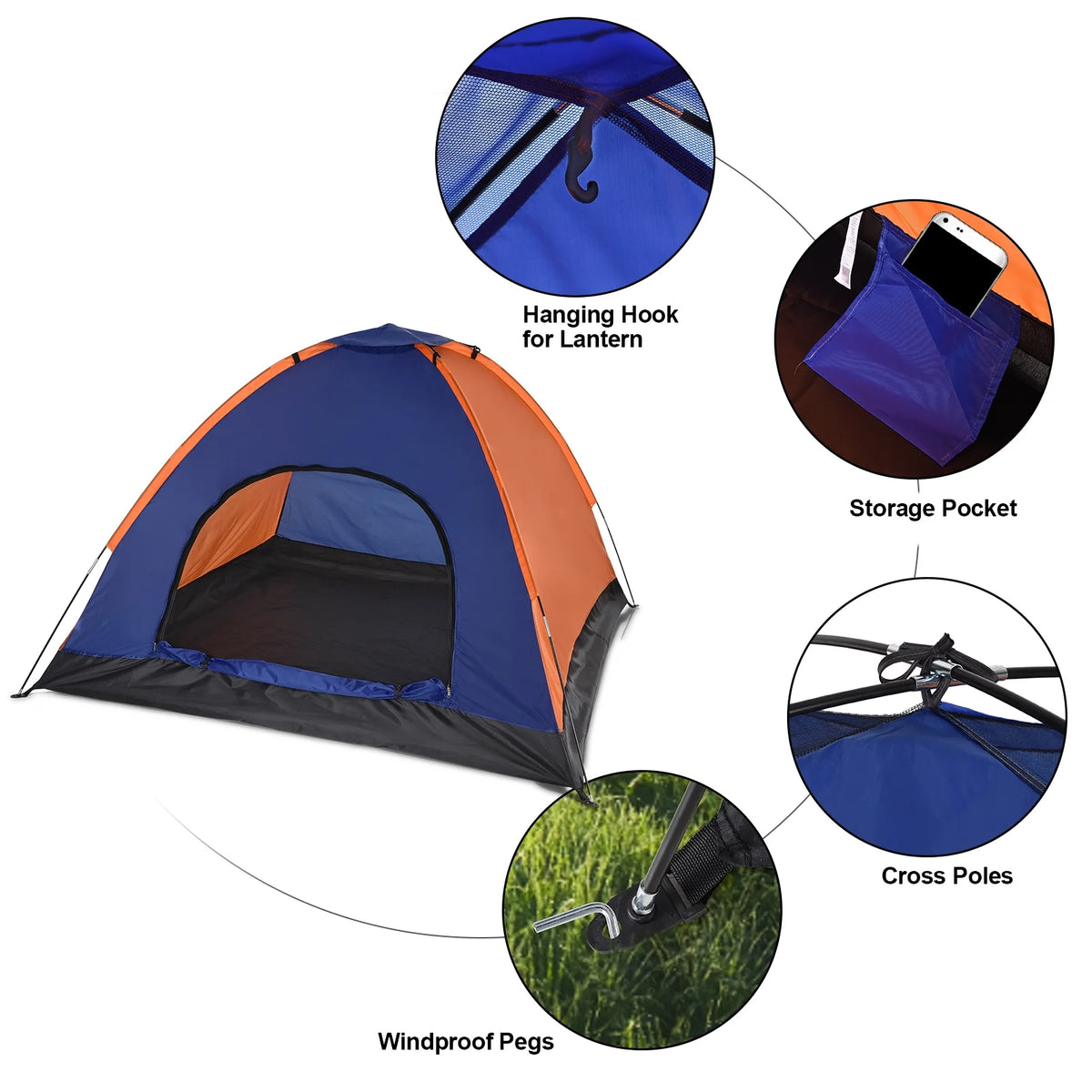 Lightweight Waterproof Camping Tent for 3-4 Persons with Rain Fly L65510