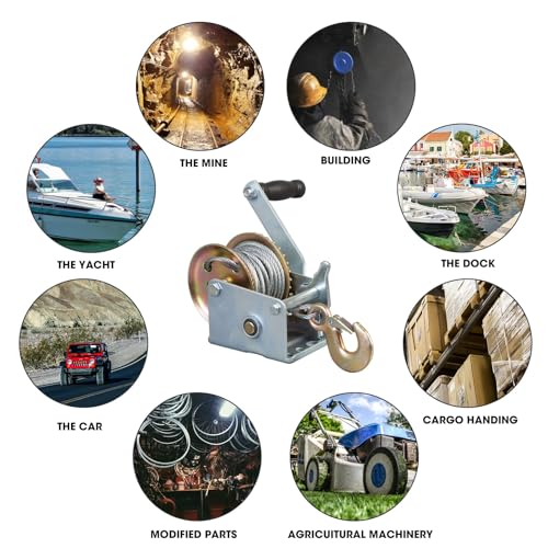 600lbs Capacity Manual Hand Crank Winch with 26.3FT Steel Cable L658