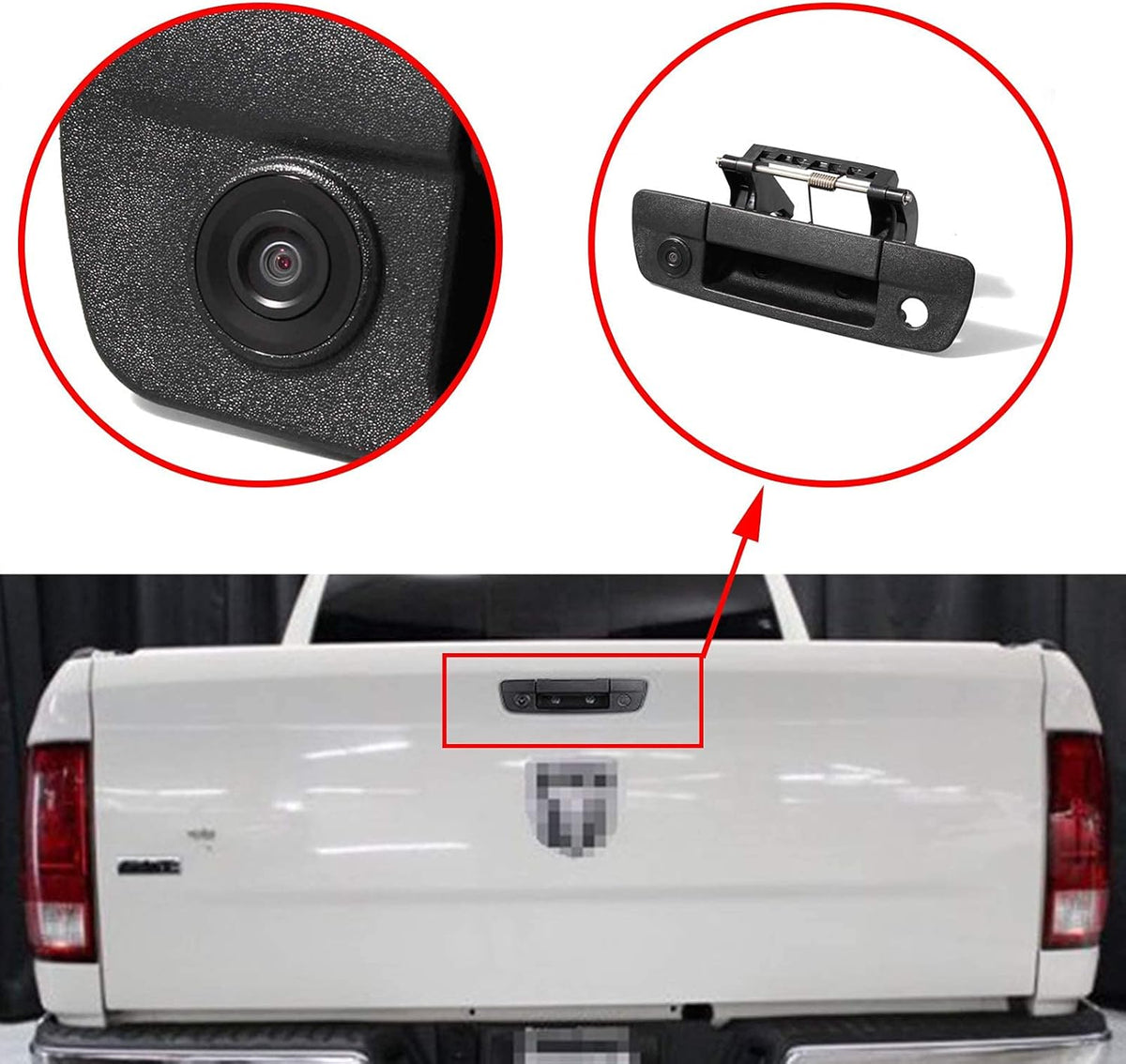 Black Tailgate Handle Backup Rear View Camera for Dodge Ram 1500 2500 3500 R564756